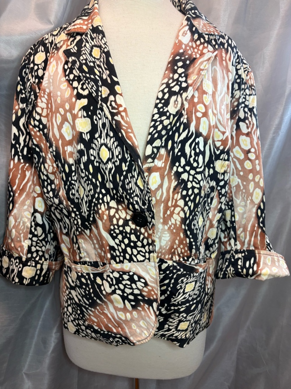 Erin London  Animal Print Boxy Cotton Jacket